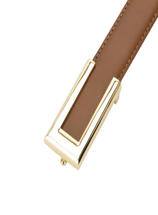 Yuangu Womens Belts for Jeans, Womens Leather Belt with Gold Buckle, Skinny Belts for Pants Dresses (Light green, 105cm(Fits 24"-32")) - Image 3